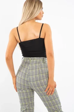 Rebellious Fashion Black Slinky Ruched Detail Bodysuit - Edie