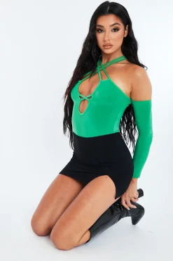 Rebellious Fashion Black Slinky Slit Hem Micro Mini Skirt - Jaya
