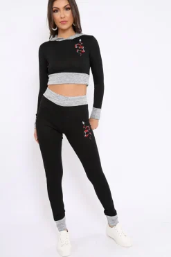 Rebellious Fashion Black Snake Loungewear Set - Evie