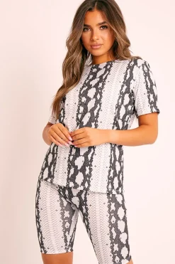 Rebellious Fashion Black Snake T-shirt Cycling Short Set - Alissandra