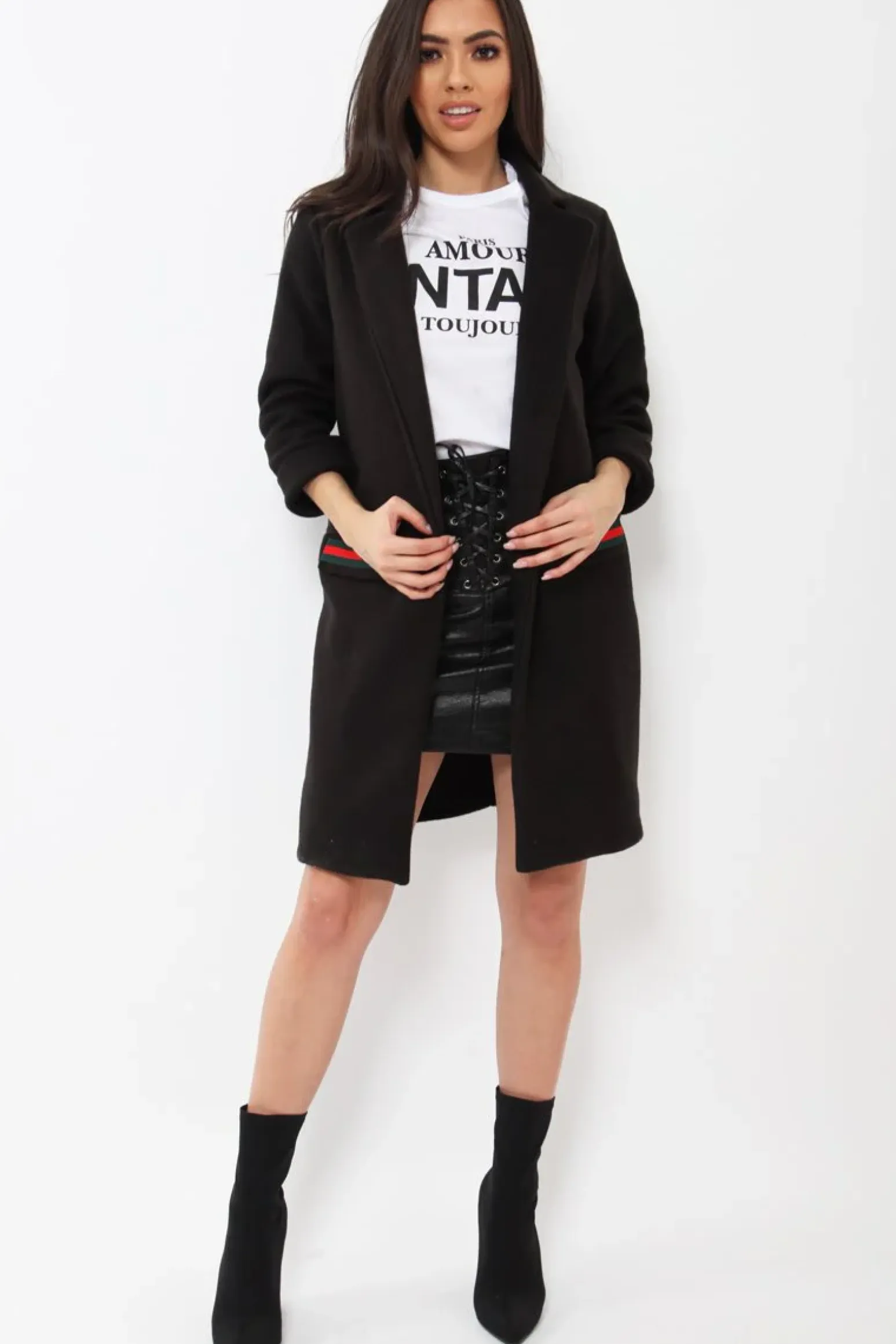 Rebellious Fashion Black Soft Blazer Jacket with Stripe Pocket - Kacey