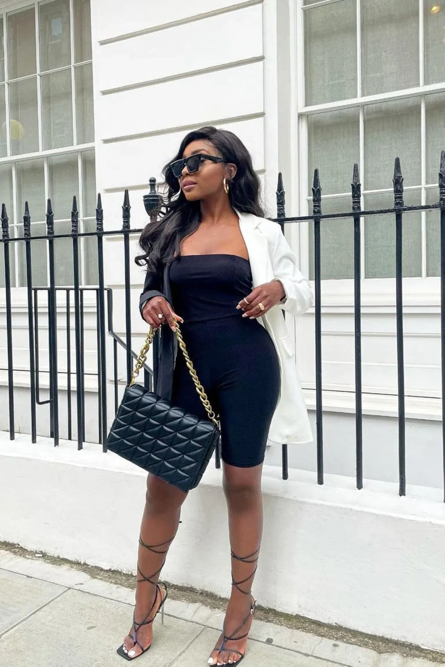 Rebellious Fashion Black Splice Oversized Blazer - Henny