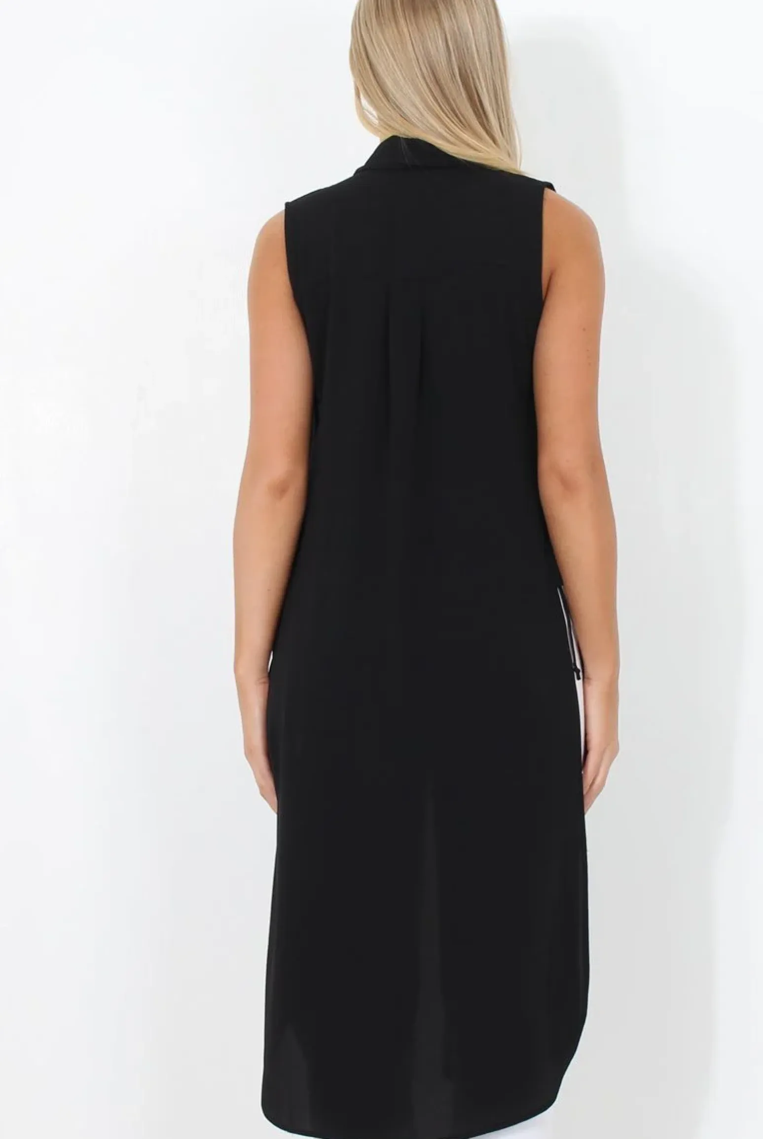 Rebellious Fashion Black Split Detail Longline Shirt - Eva