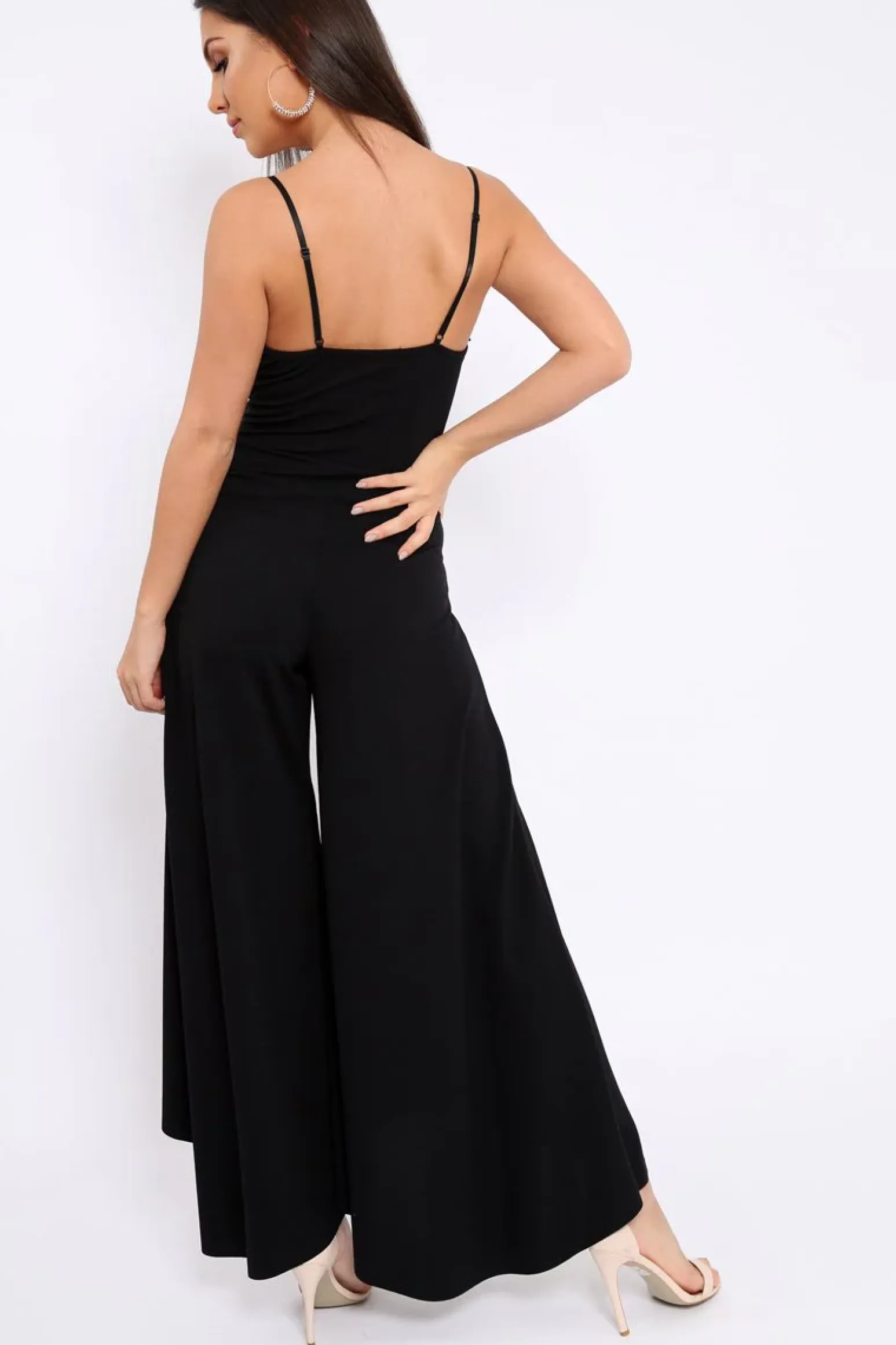 Rebellious Fashion Black Split Flared Jumpsuit - Francisca