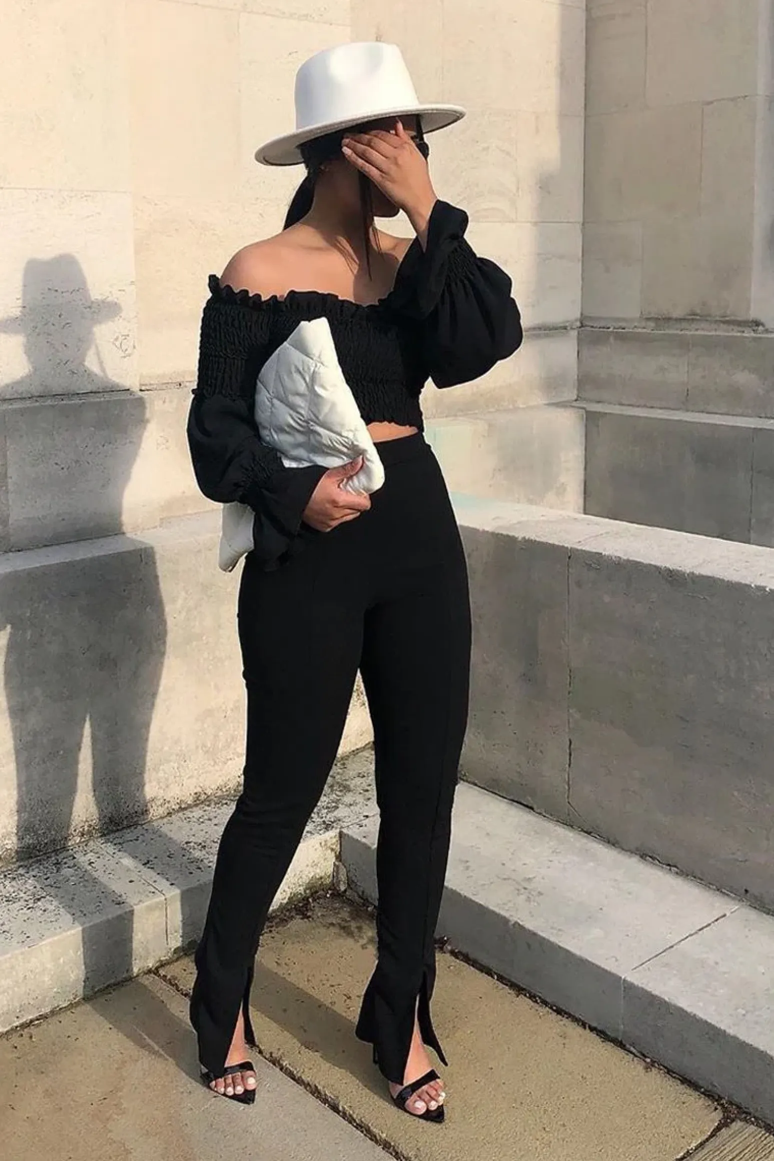 Rebellious Fashion Black Split Front Flared Trousers - Florie