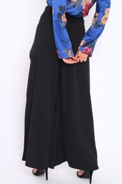 Rebellious Fashion Black Split Front Trousers - Gabi
