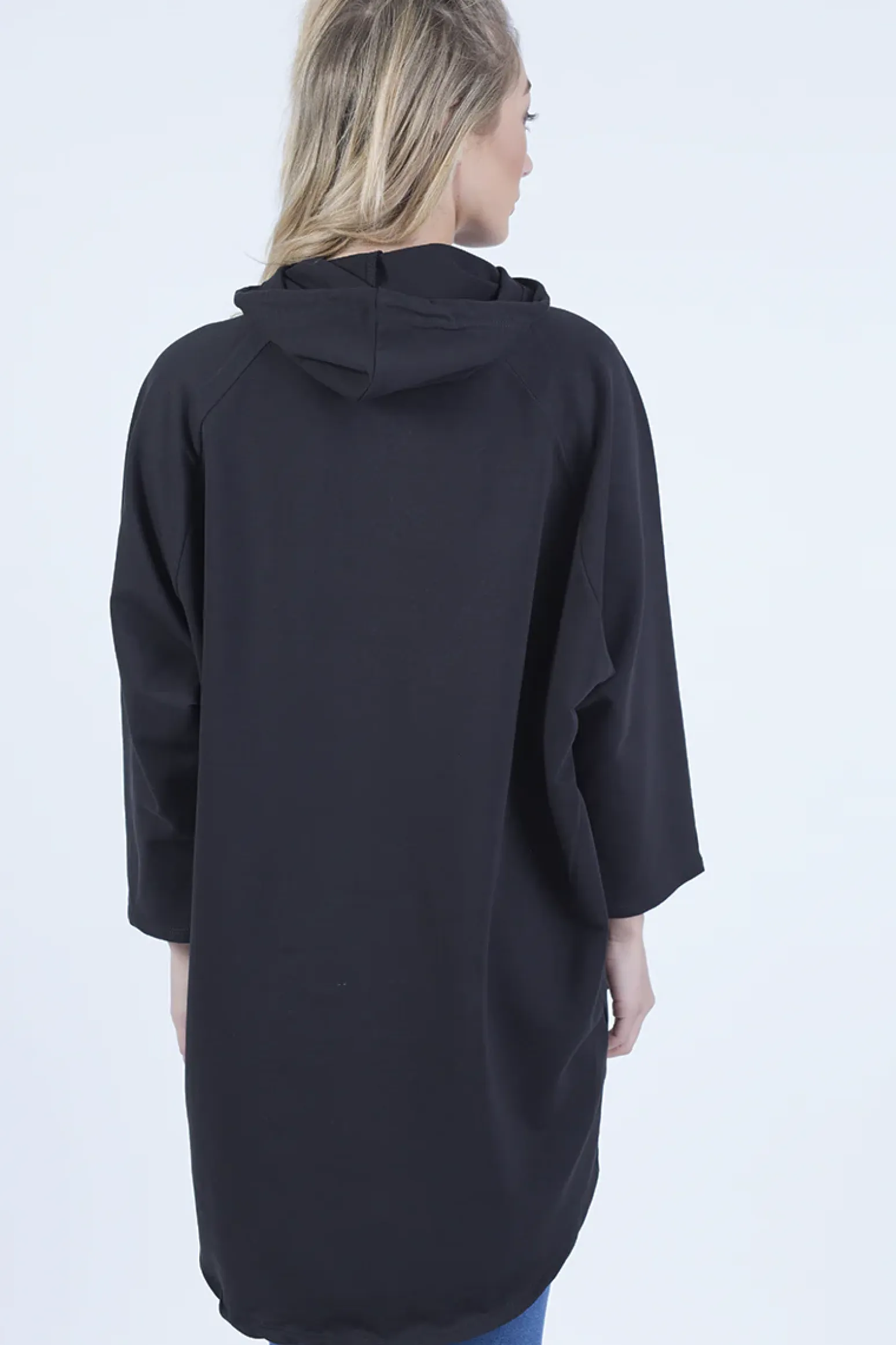 Rebellious Fashion Black Star Diamante Oversized Hoodie - Sarah