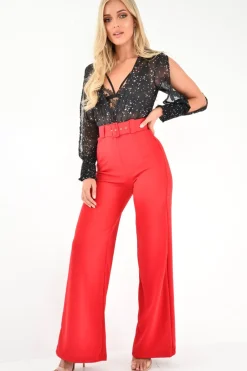 Rebellious Fashion Black Star Print Plunge Shirred Open Sleeve Bodysuit - Dulcemaria