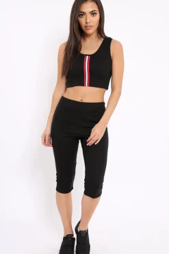 Rebellious Fashion Black Striped Loungewear Set - Ginny