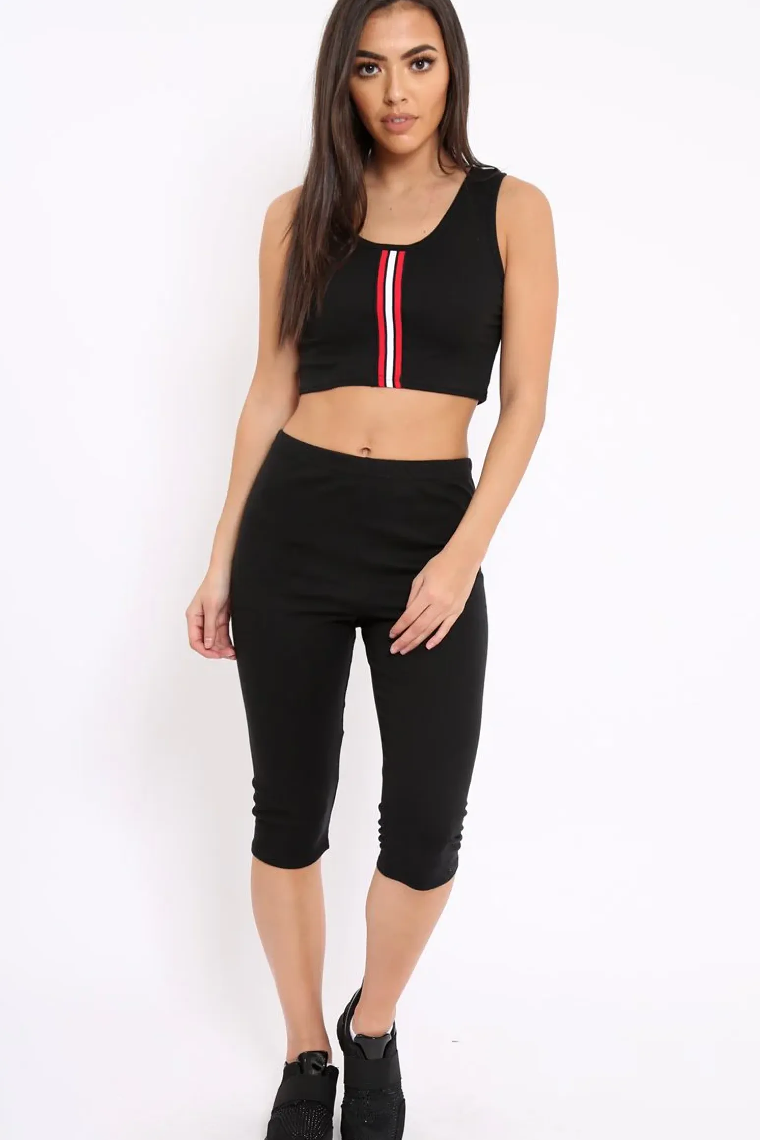 Rebellious Fashion Black Striped Loungewear Set - Ginny