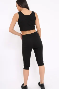 Rebellious Fashion Black Striped Loungewear Set - Ginny