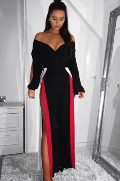 Rebellious Fashion Black Stripe Jumpsuit - Aaisha
