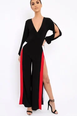 Rebellious Fashion Black Stripe Jumpsuit - Aaisha