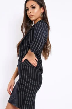 Rebellious Fashion Black Stripe Paper Bag Skirt - Tabbie