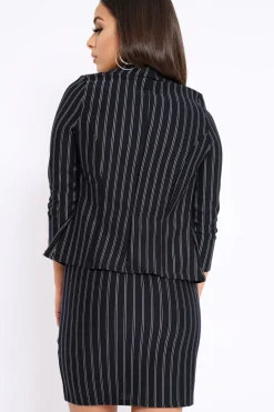 Rebellious Fashion Black Stripe Paper Bag Skirt - Tabbie