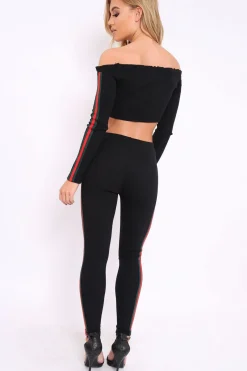 Rebellious Fashion Black Stripe Ribbed Knit Co-ord - Luna