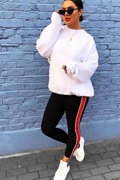 Rebellious Fashion Black Stripe Tracksuit Bottoms - Penina