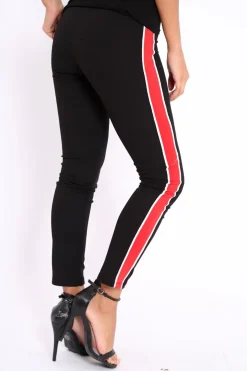 Rebellious Fashion Black Stripe Tracksuit Bottoms - Penina