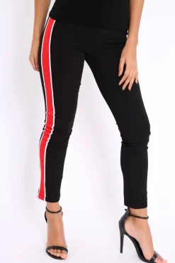 Rebellious Fashion Black Stripe Tracksuit Bottoms - Penina