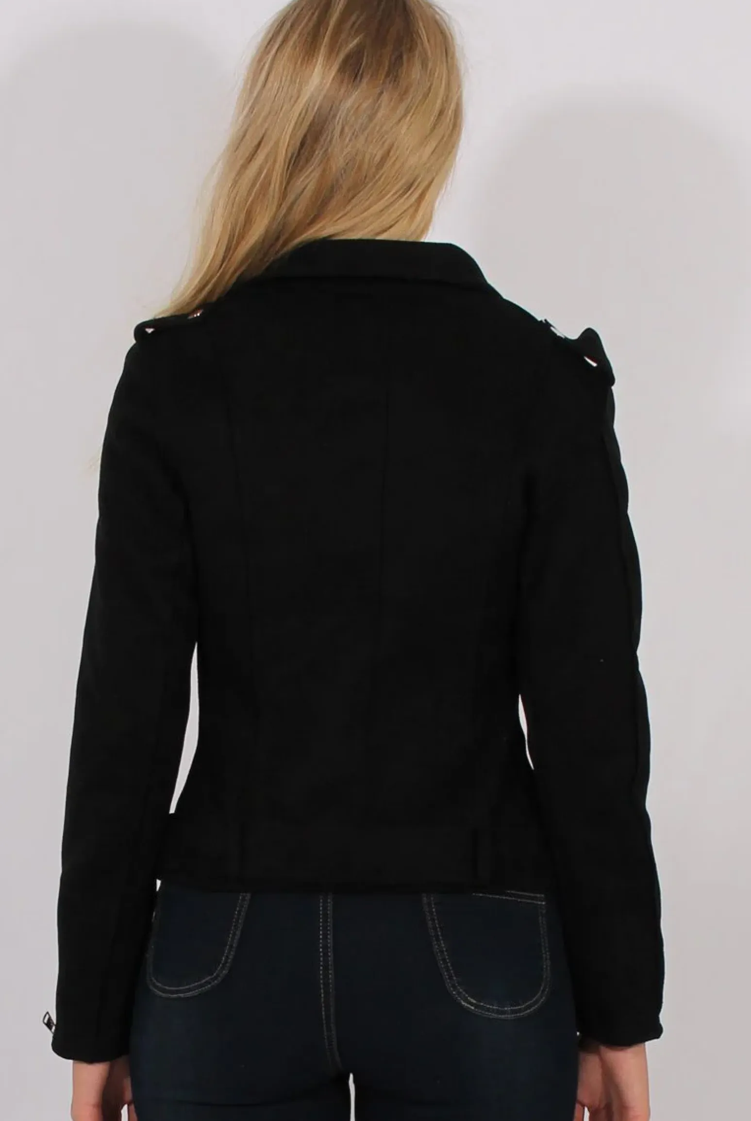 Rebellious Fashion Black Suede Belted Biker Jacket - Marcy