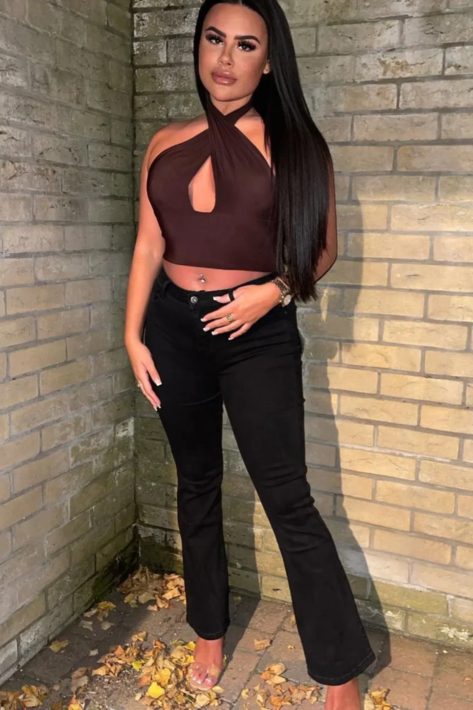 Rebellious Fashion Black Super Stretch Flare Leg Jeans - Milo