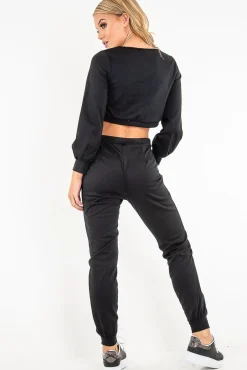 Rebellious Fashion Black Sweatshirt Legging Loungewear Set - Sylvie