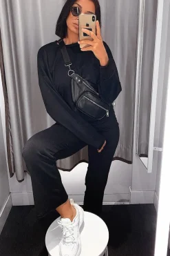 Rebellious Fashion Black Sweatshirt Slim Jogger Tracksuit - Erieanna