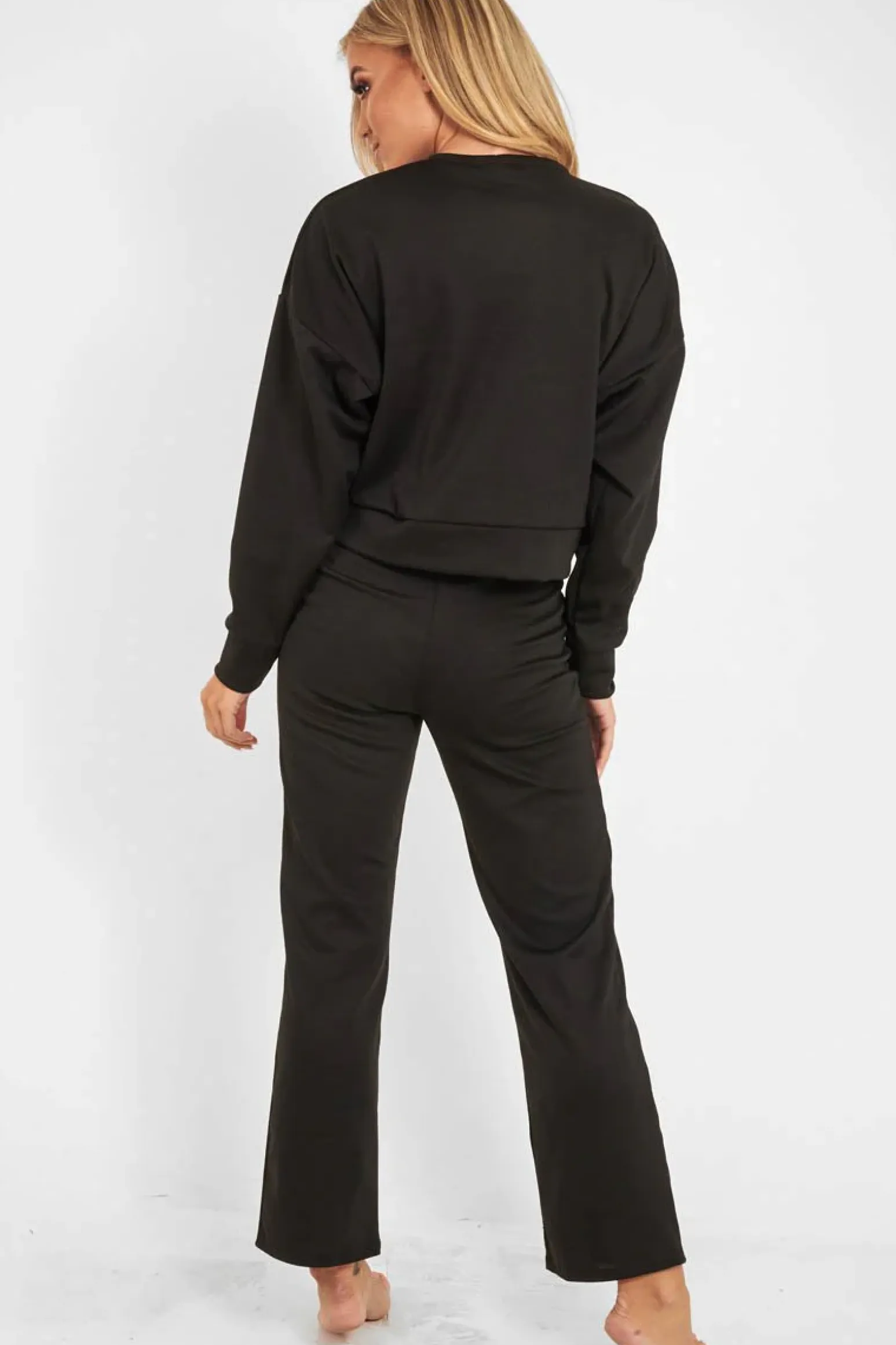 Rebellious Fashion Black Sweatshirt Slim Jogger Tracksuit - Erieanna
