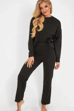 Rebellious Fashion Black Sweatshirt Slim Jogger Tracksuit - Erieanna