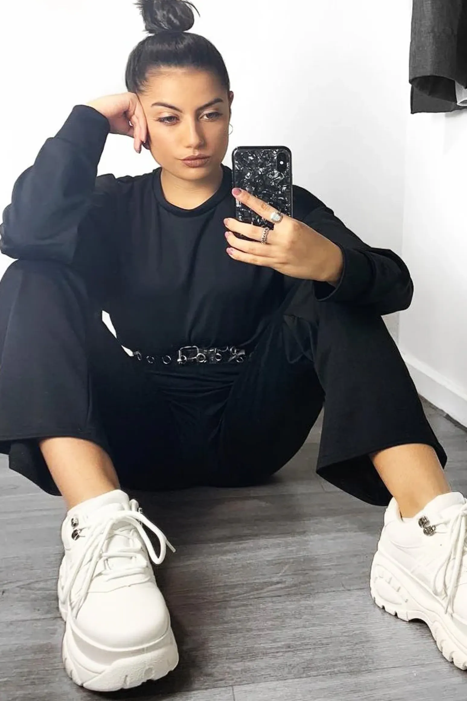 Rebellious Fashion Black Sweatshirt Slim Jogger Tracksuit - Erieanna