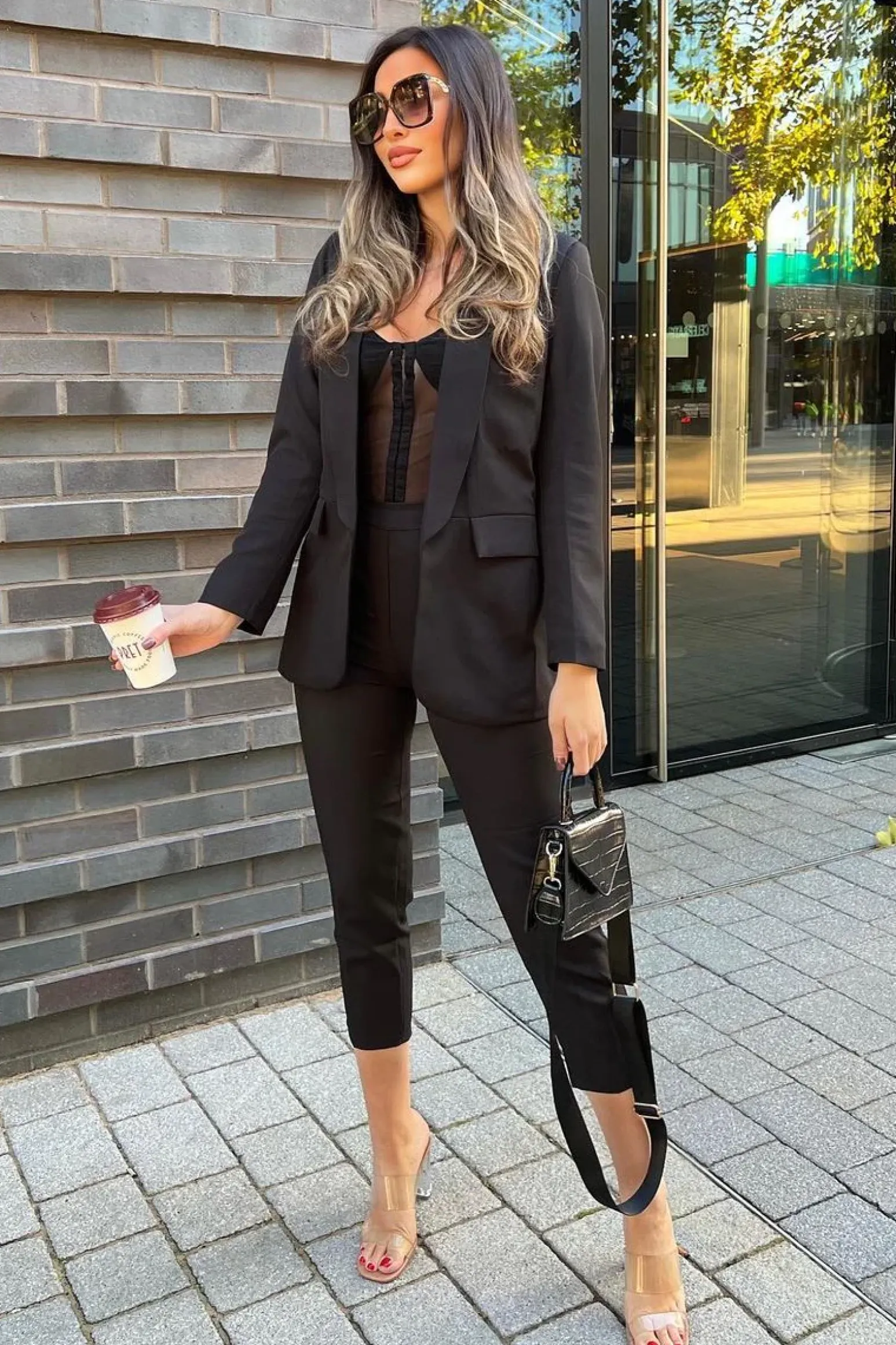 Rebellious Fashion Black Tailored Blazer And Trouser Set - Raea