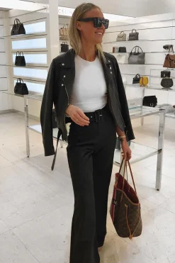 Rebellious Fashion Black Tailored Wide Leg Belted Trousers - Chenelle