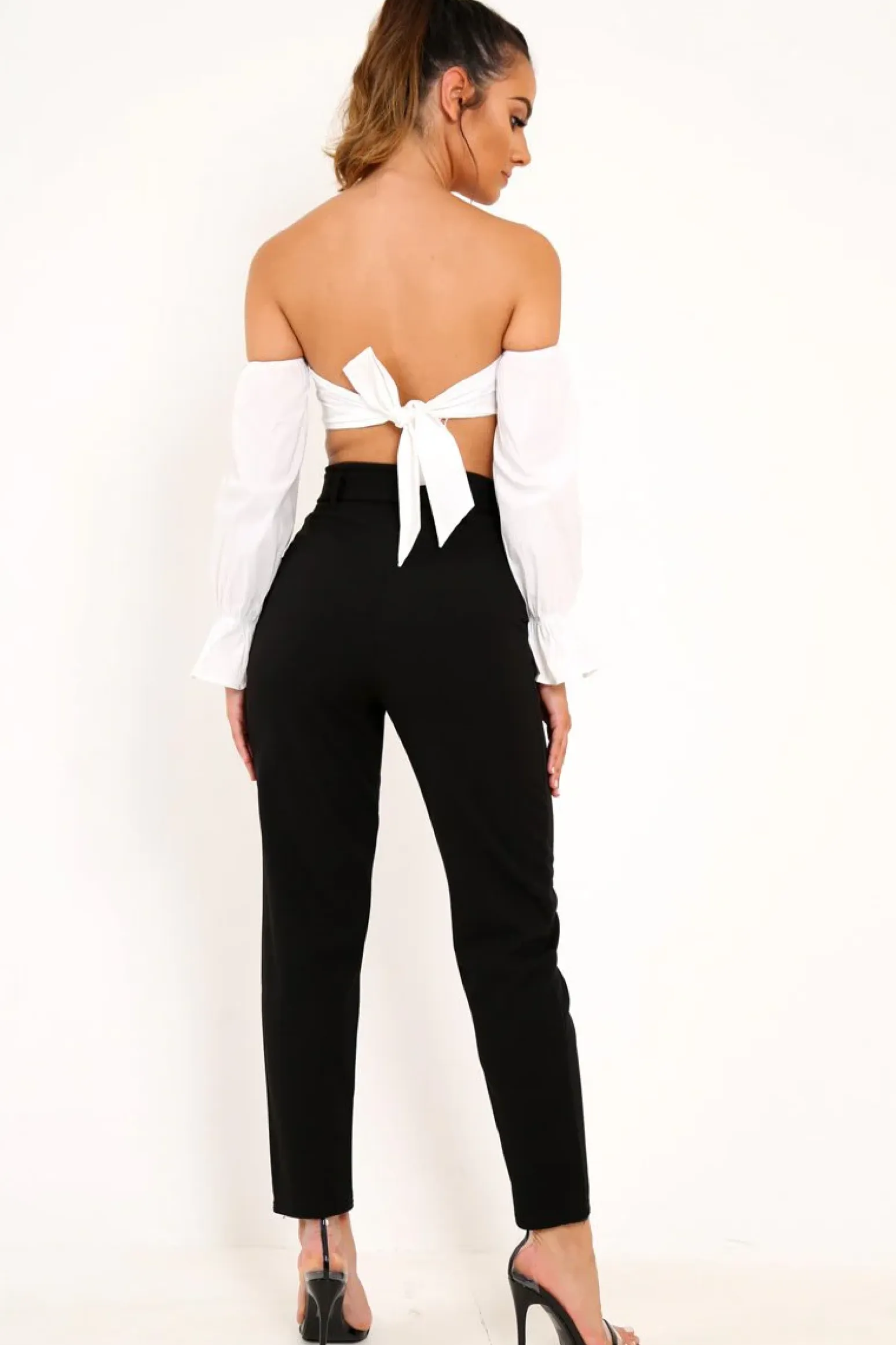 Rebellious Fashion Black Tapered Belted Cigarette Trousers - Myasia