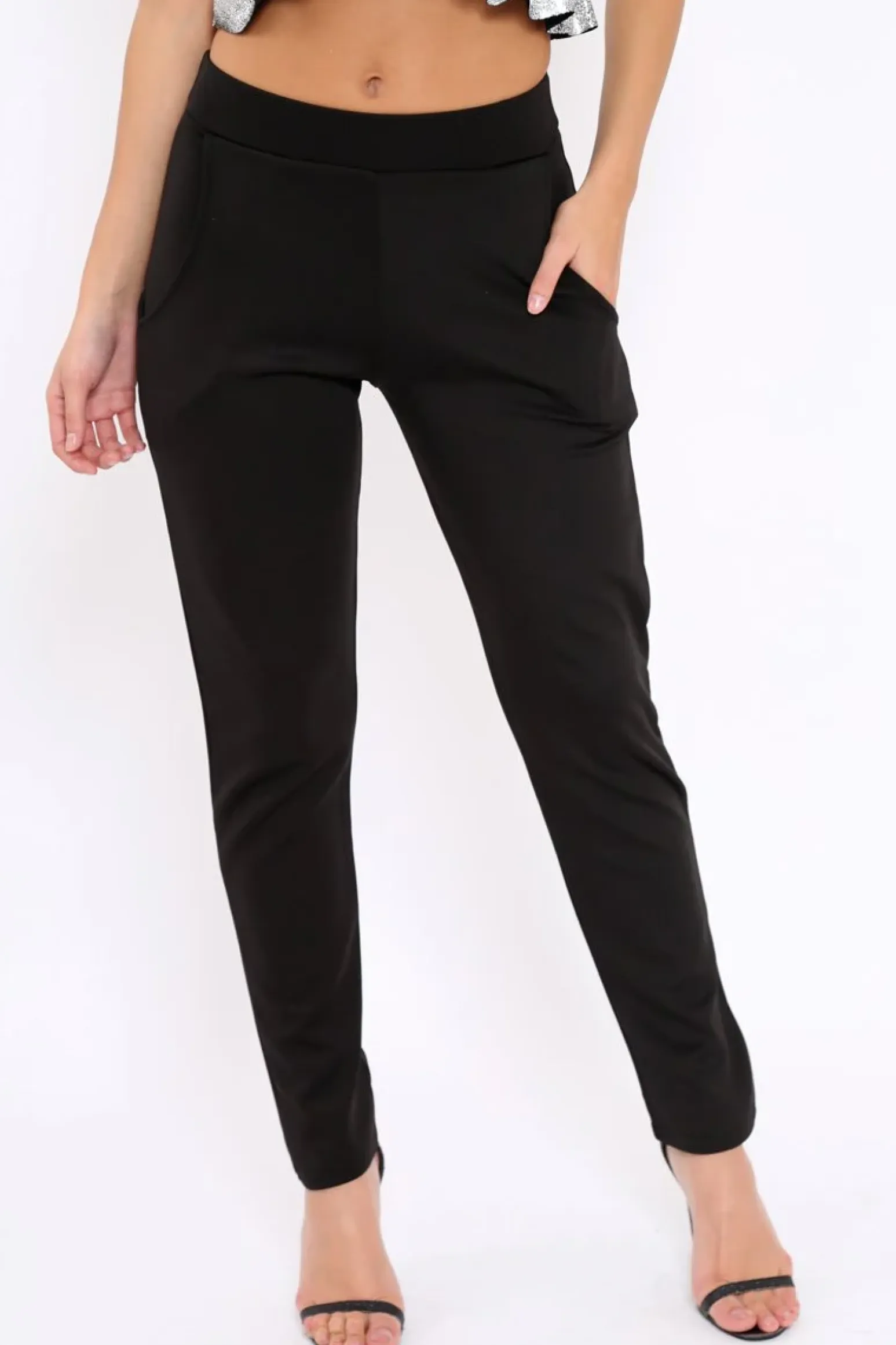 Rebellious Fashion Black Tapered Leg Trousers - Rennie