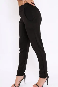 Rebellious Fashion Black Tapered Leg Trousers - Rennie
