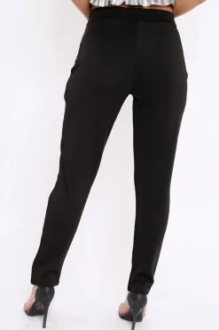 Rebellious Fashion Black Tapered Leg Trousers - Rennie