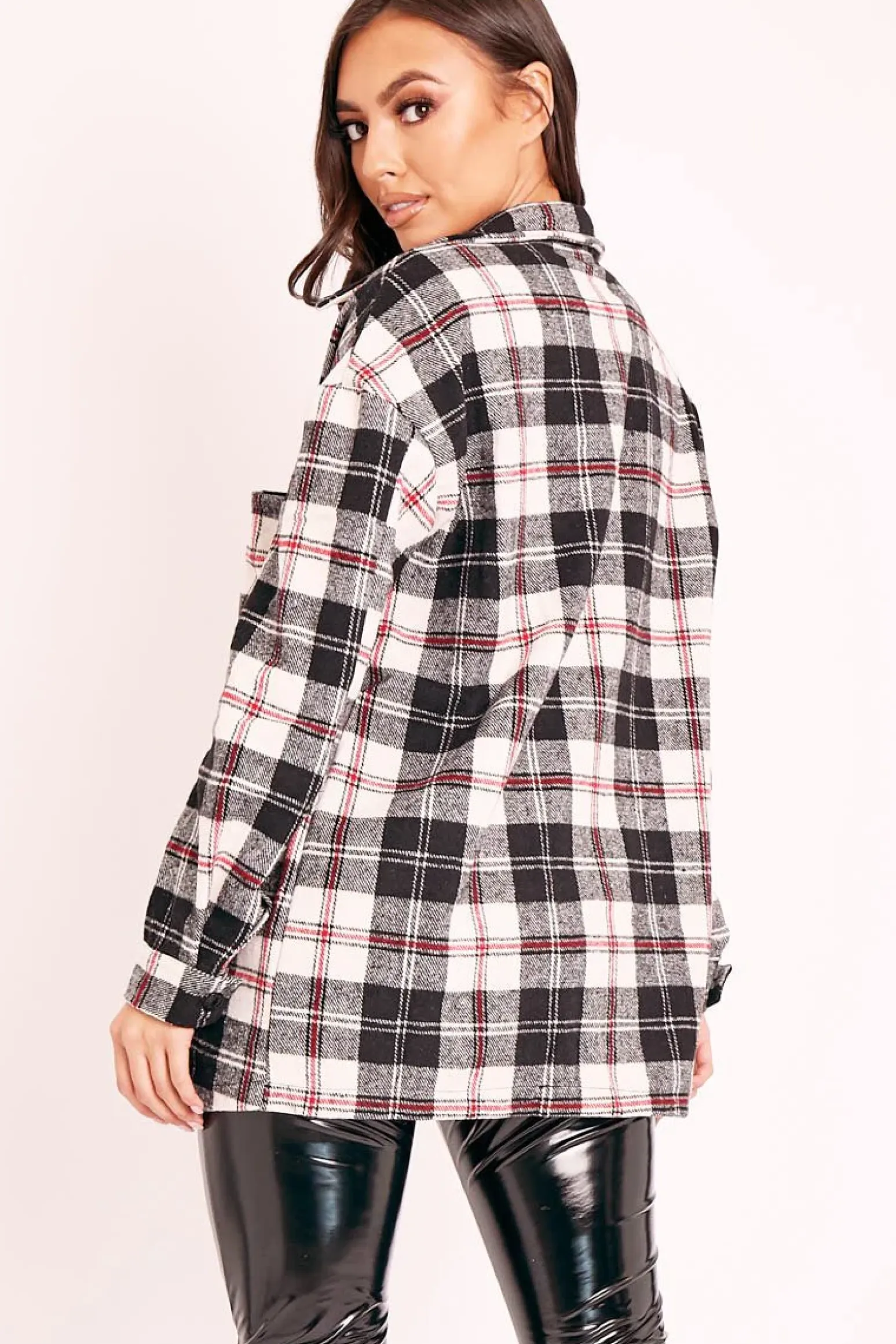 Rebellious Fashion Black Tartan Check Brushed Oversized Shirt - Dafne