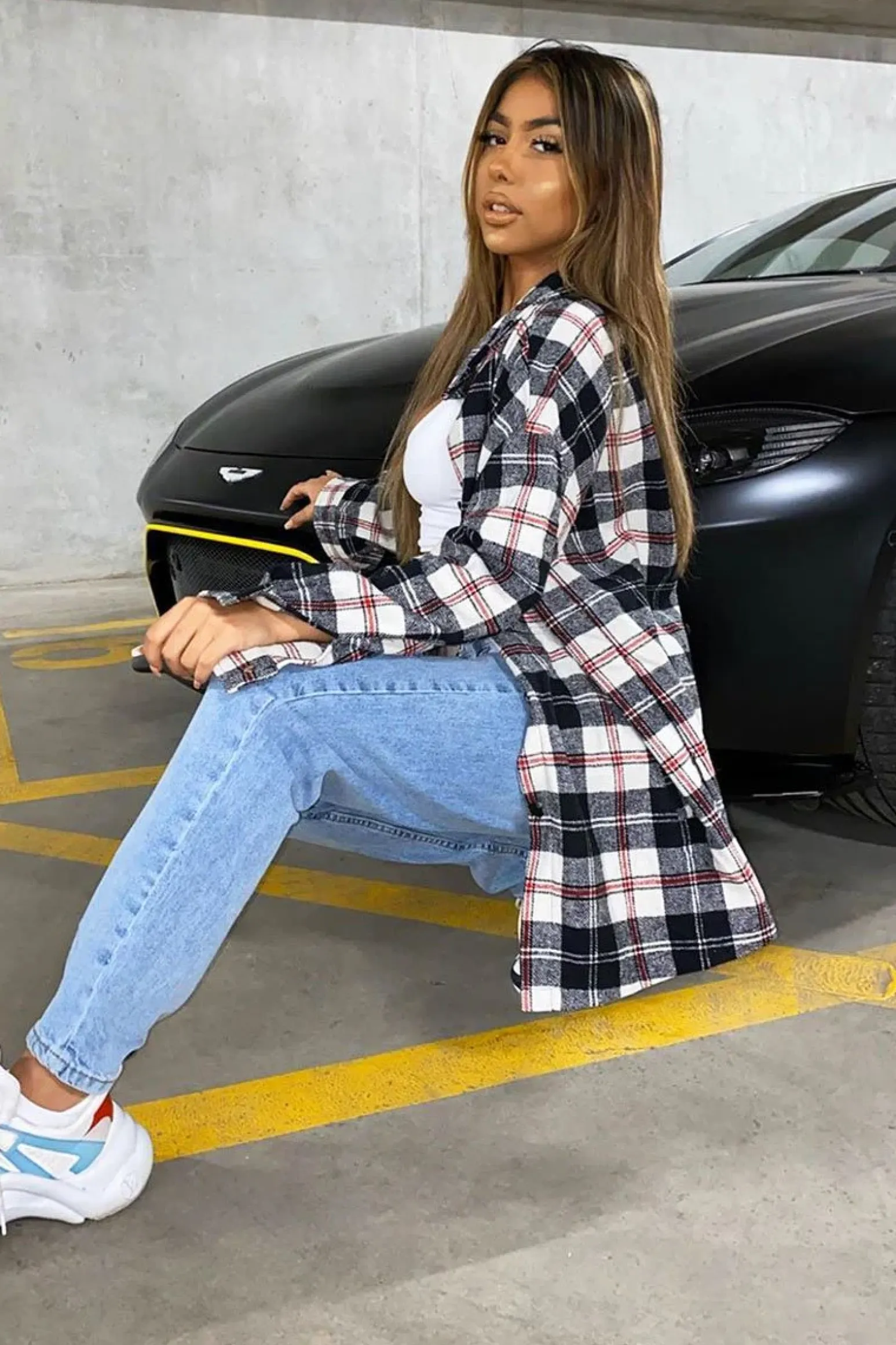 Rebellious Fashion Black Tartan Check Brushed Oversized Shirt - Dafne
