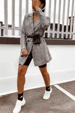 Rebellious Fashion Black Tartan Double Button Coat - Royce