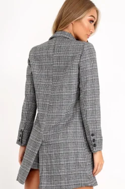 Rebellious Fashion Black Tartan Double Button Coat - Royce