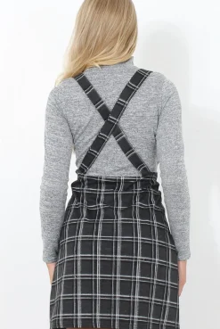 Rebellious Fashion Black Tartan Pinafore-Pippa
