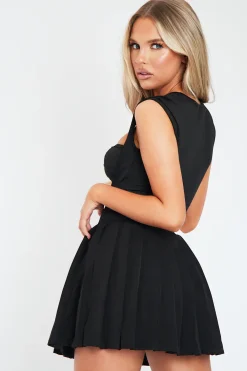 Rebellious Fashion Black Tennis Mini Skirt - Giselle