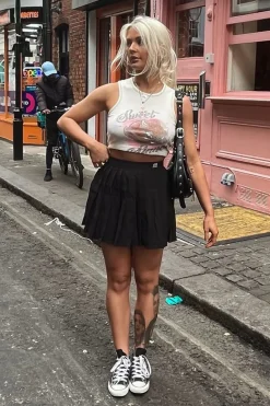 Rebellious Fashion Black Tennis Mini Skirt - Giselle