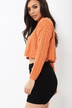 Rebellious Fashion Black Thick Knit Bodycon Skirt - Kristy