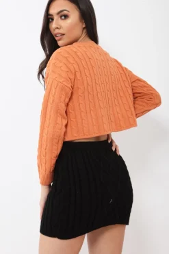 Rebellious Fashion Black Thick Knit Bodycon Skirt - Kristy
