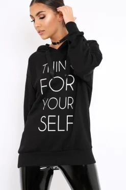 Rebellious Fashion Black Think For Yourself Jumper - Acie