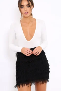 Rebellious Fashion Black Tiered Frayed Skirt - Dahlina