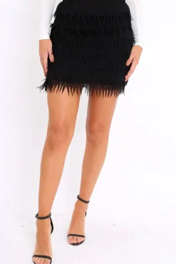 Rebellious Fashion Black Tiered Frayed Skirt - Dahlina
