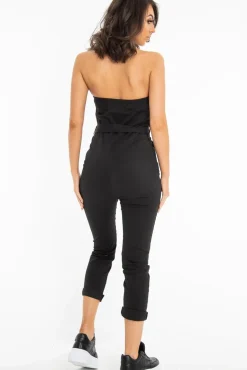 Rebellious Fashion Black Tie Waist Sleeveless Jumpsuit - Tamya