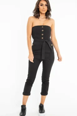 Rebellious Fashion Black Tie Waist Sleeveless Jumpsuit - Tamya